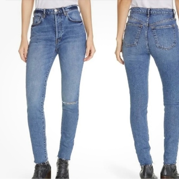 We The Free Unknown Legend Mid Rise Skinny Distressed Buttonfly Jeans NWT Sz 25 - Picture 1 of 13